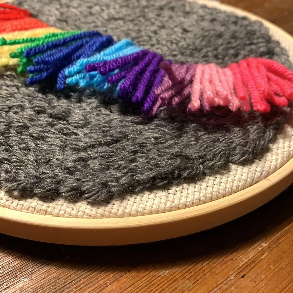 Rainbow lashes, punch needle wall art!!